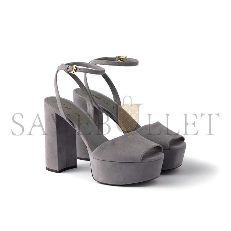 PRADA SUEDE PLATFORM SANDALS 1XP48B